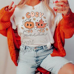 Cozy Season Graphic T-shirt, Fall Shirt, Thanksgiving Shirt, Unisex Short Sleeve